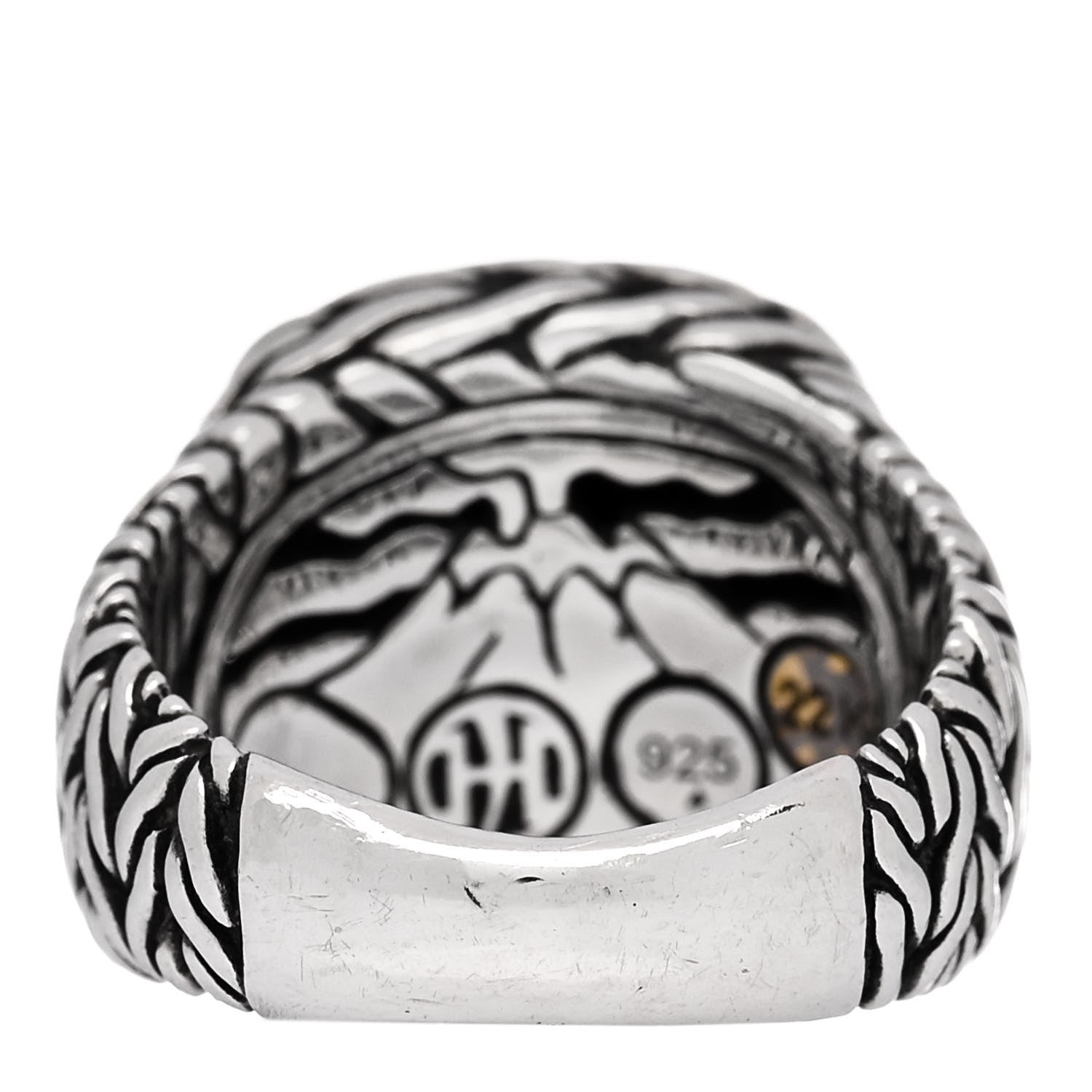 John Hardy Sterling Silver 22K Yellow Gold Palu Hammered Ring 51 5.75 4 of 5
