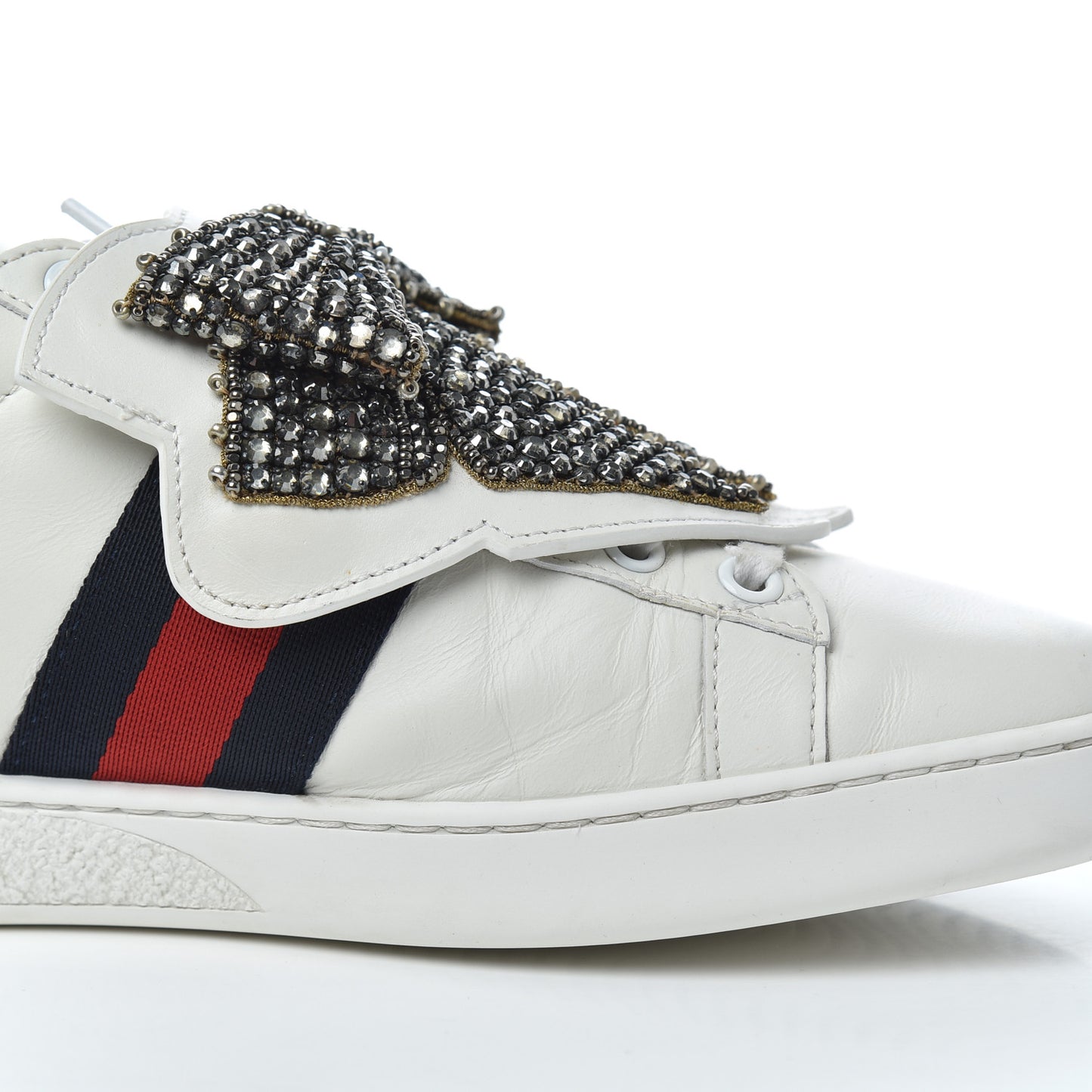 Calfskin Ayers Web Womens Ace Bow Lace Sneakers 37.5 White