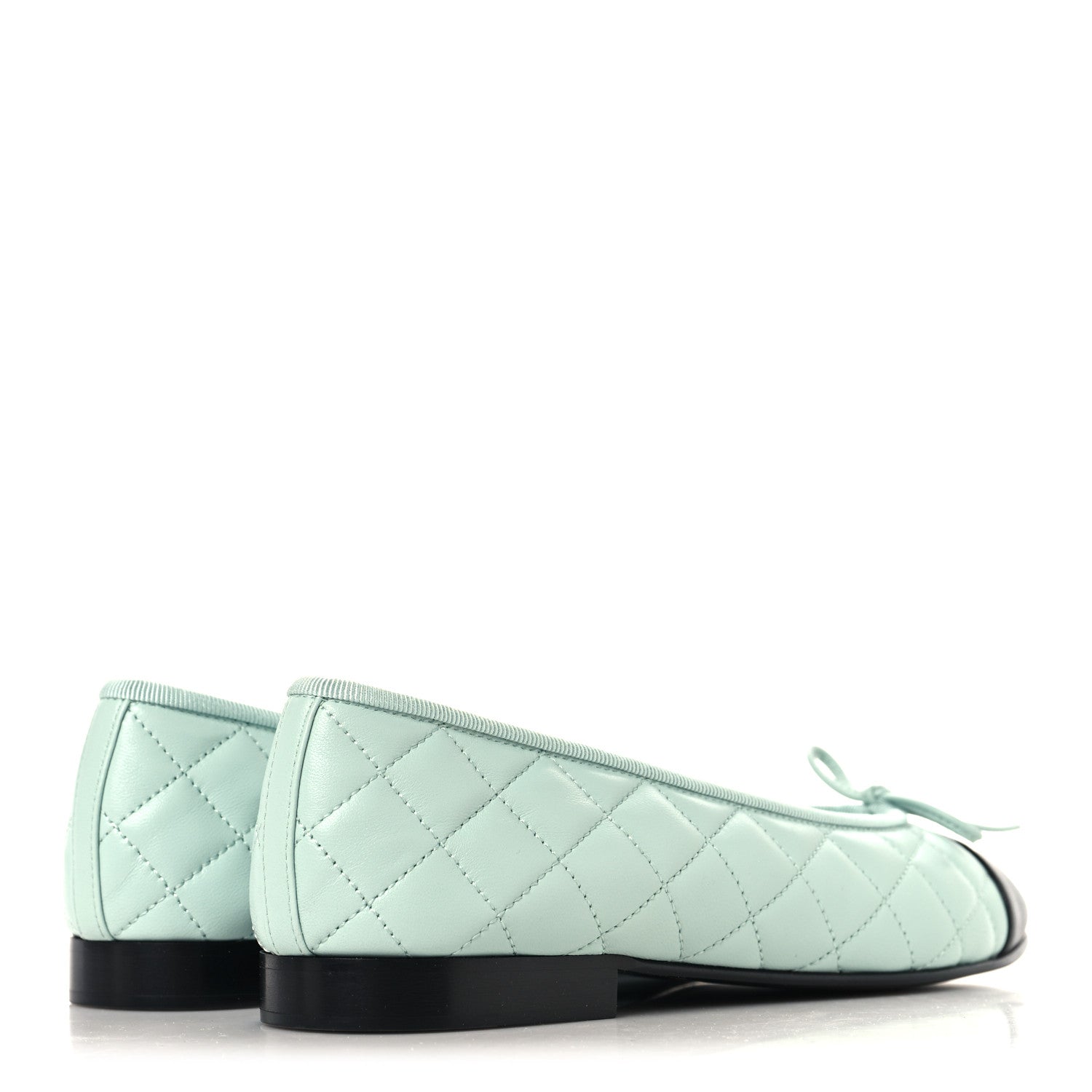 Chanel Lambskin Quilted CC Cap Toe Ballerina Flats 37 Light Blue Black 5 of 9