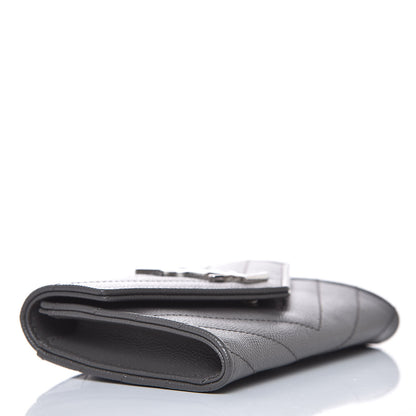 Saint Laurent Grain De Poudre Matelasse Chevron Small Monogram Envelope Wallet Earth 4 of 7