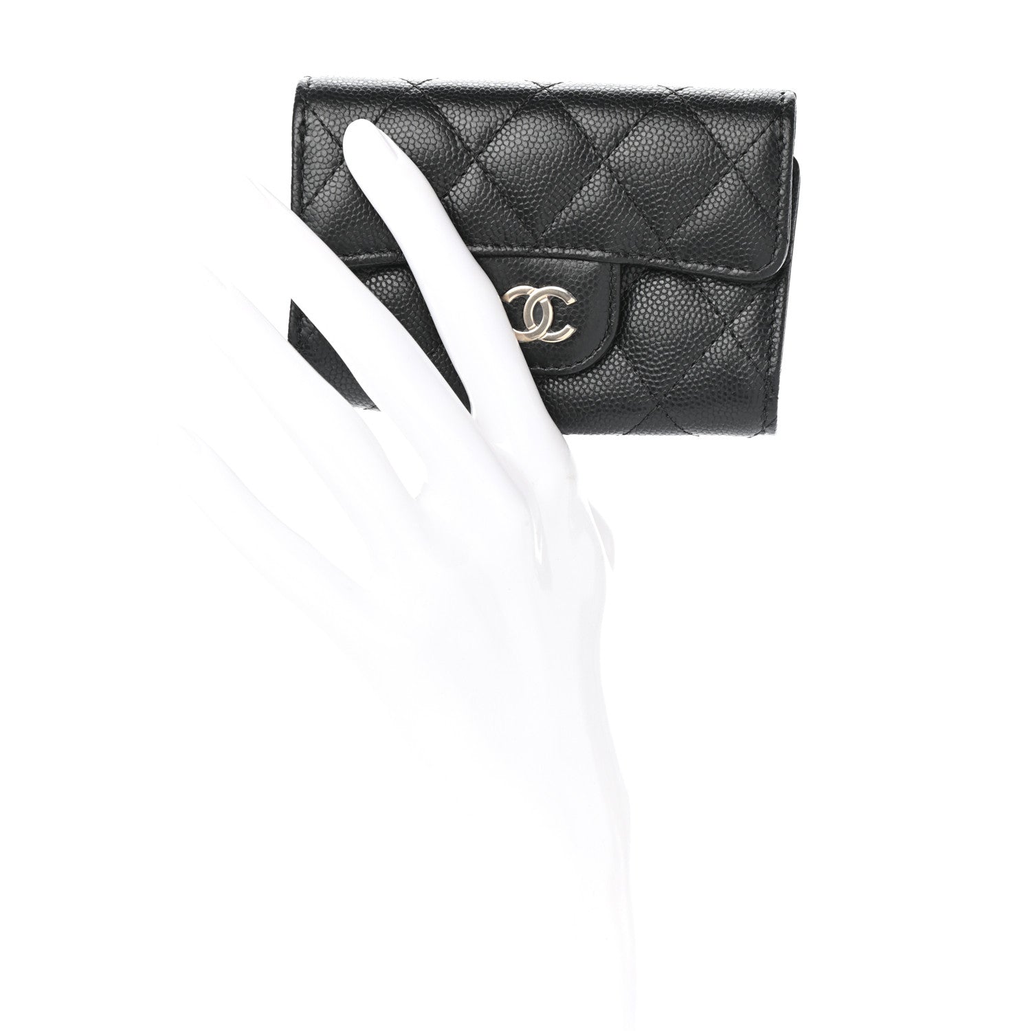 Chanel Caviar Quilted Classic 4 Key Holder Wallet Black 2 of 8