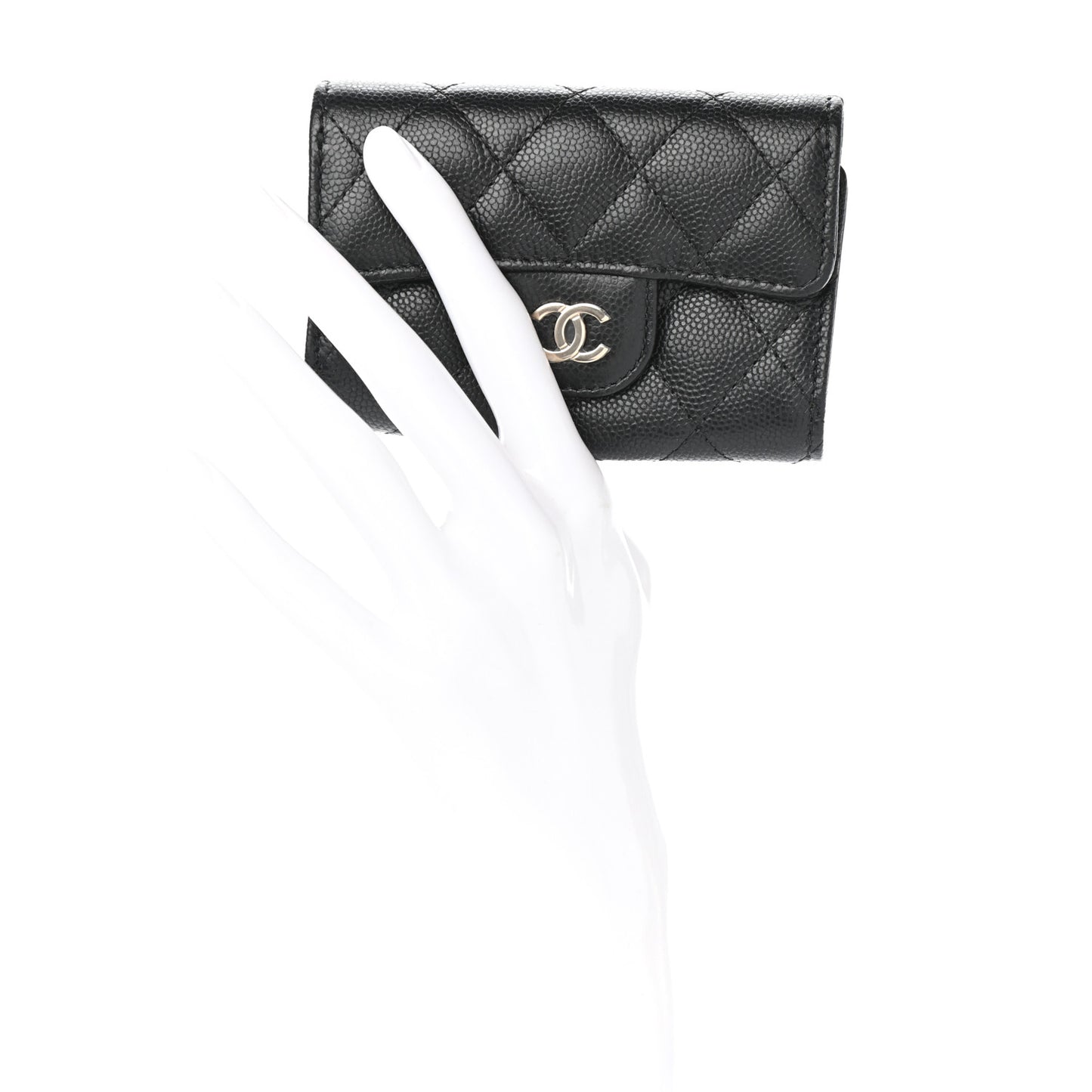 Caviar Quilted Classic 4 Key Holder Wallet Black