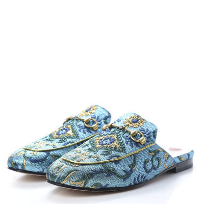 Gucci Iridescent Brocade Womens Princetown Slippers 39.5 Azure Multicolor Oro 3 of 8