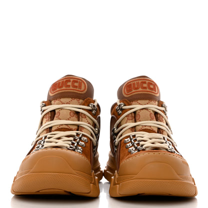 Gucci X SEGA Suede Calfskin GG Monogram Mens Flashtrek Sneakers 8.5 New Cuir Beige Ruggine 2 of 9