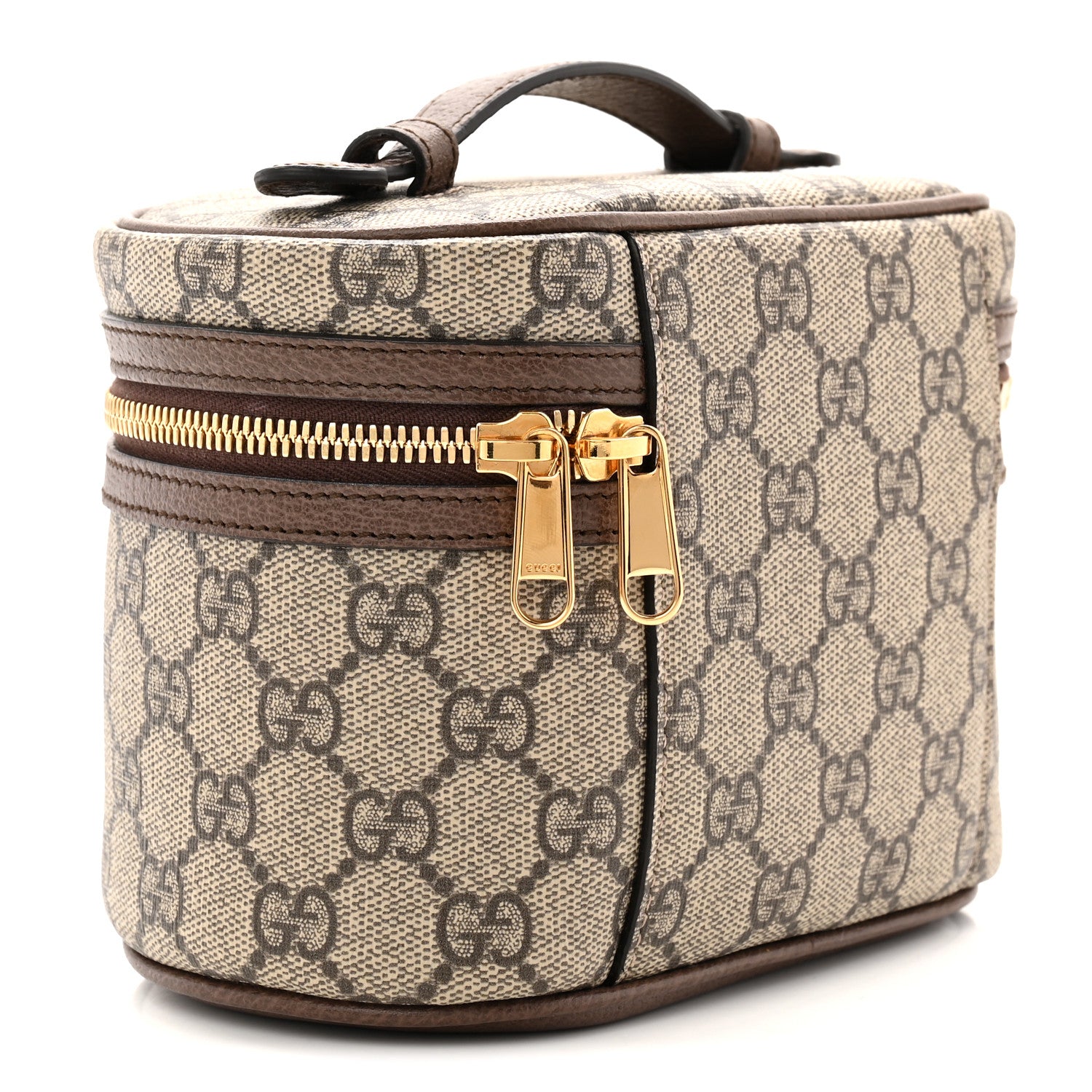 Gucci GG Supreme Monogram Textured Calfskin Web Ophidia Vanity Cosmetic Case Beige Ebony New Acero 3 of 9