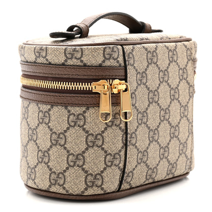 Gucci GG Supreme Monogram Textured Calfskin Web Ophidia Vanity Cosmetic Case Beige Ebony New Acero 3 of 9