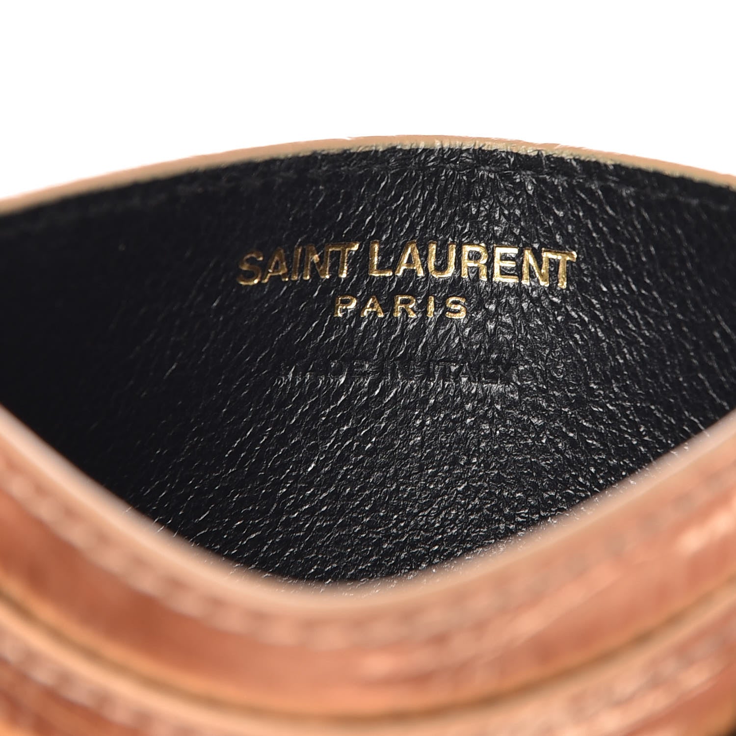 Saint Laurent Metallic Lizard Calfskin Embossed Card Case Gold 6 of 8