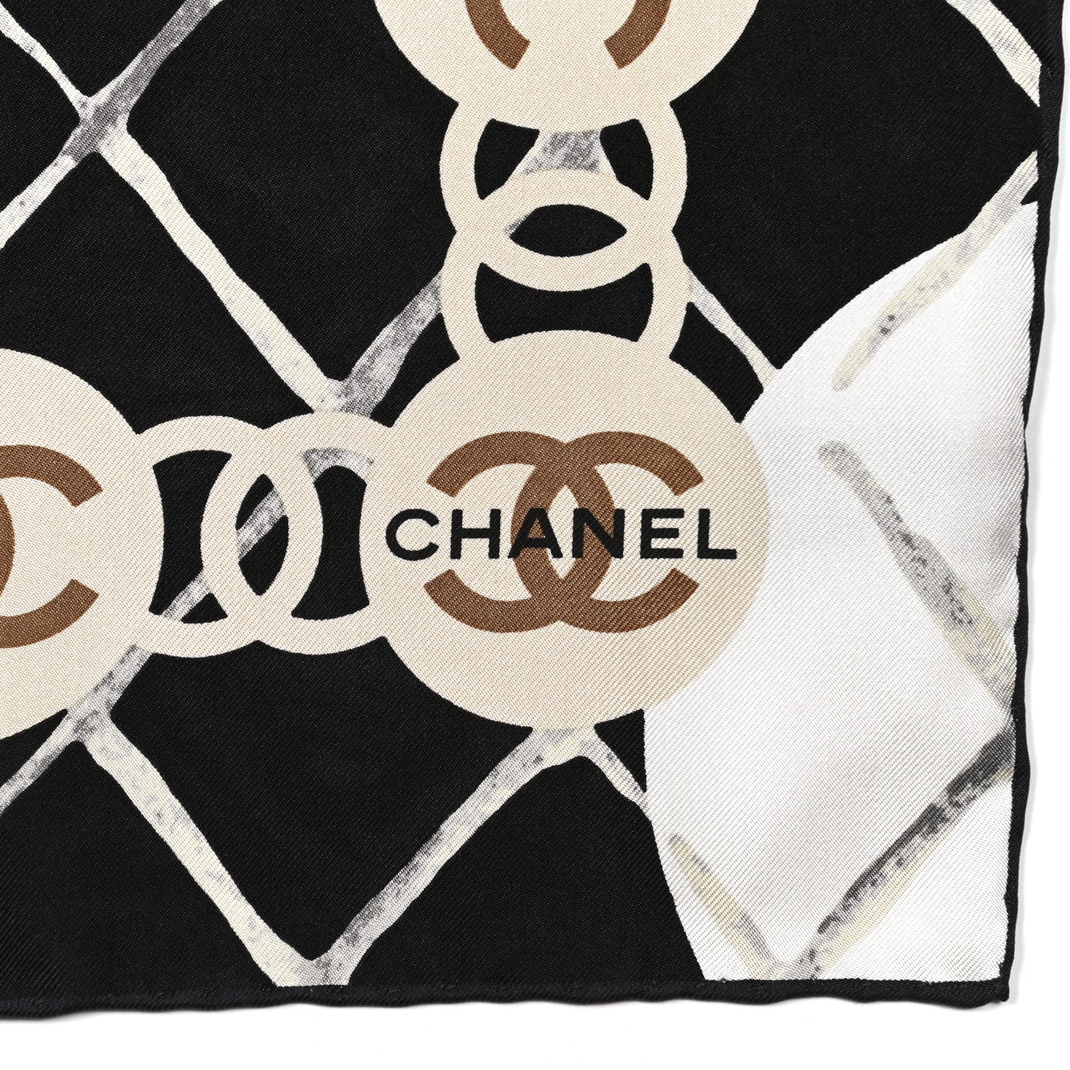 Chanel Silk Camellia CC Square Scarf Black 2 of 4