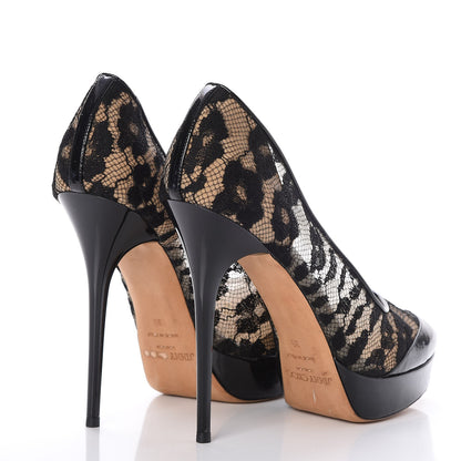 Jimmy Choo Patent Lace Platform Pumps 39 Black 4 of 9