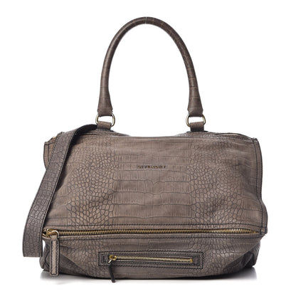 Givenchy Nubuck Crocodile Embossed Large Pandora Grey 1 of 10