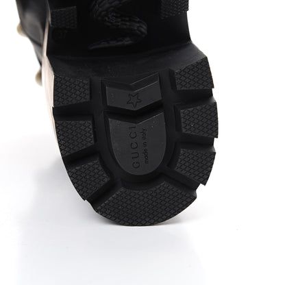 Gucci Calfskin Bee Star Embroidered Lace Up Combat Ankle Boots 37 Black 6 of 8