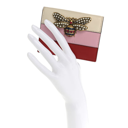 Gucci Calfskin Queen Margaret Card Case Wallet Sugar Pink Hibiscus Red Mystic White 2 of 13