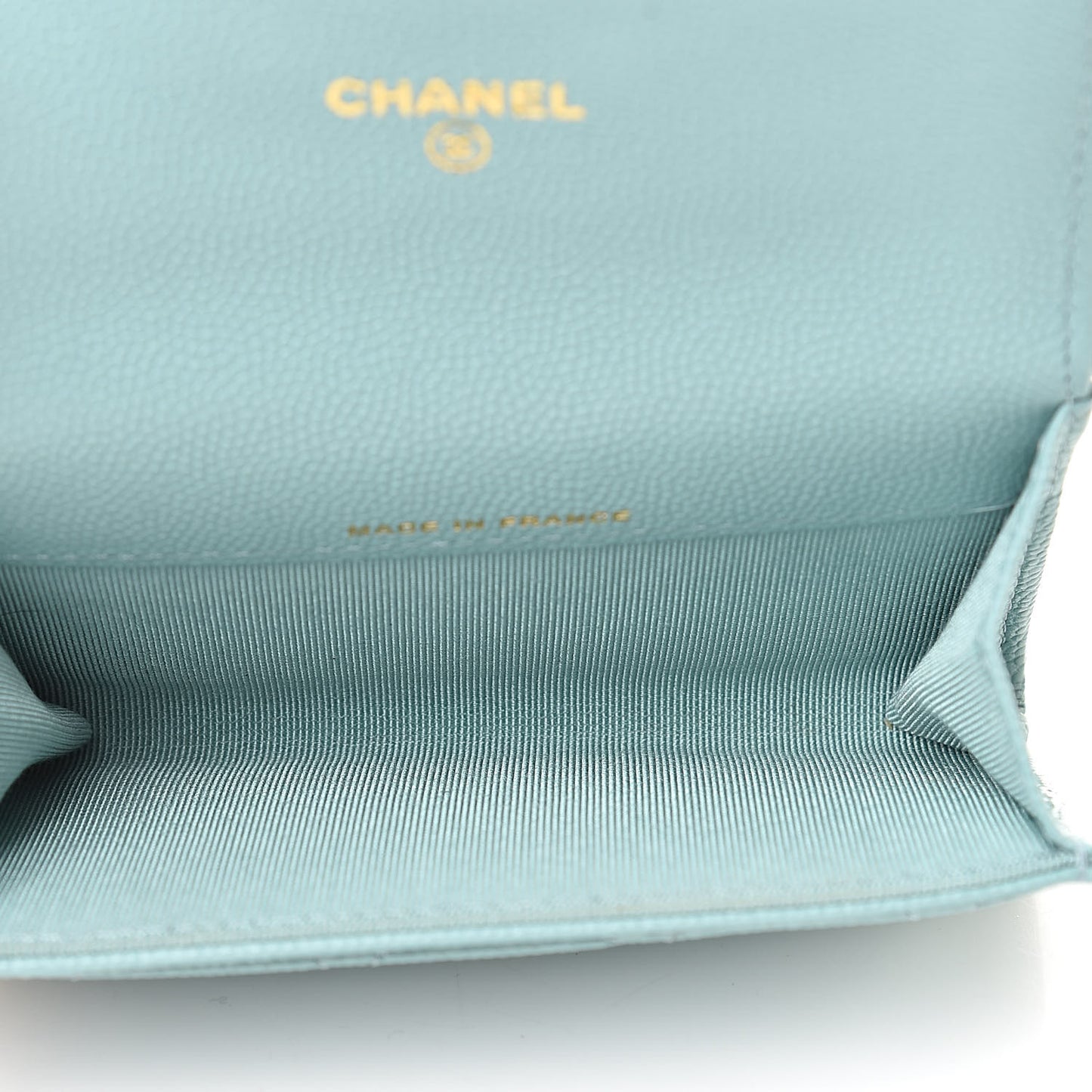 Caviar Quilted Flap Card Holder Wallet Blue