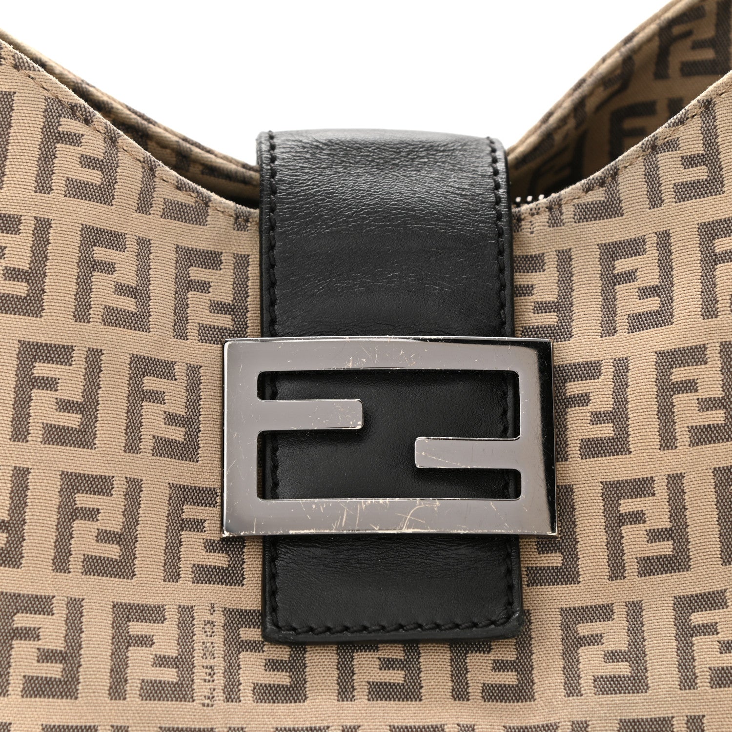 Fendi Zucchino Vitello Hobo Beige Black 8 of 12