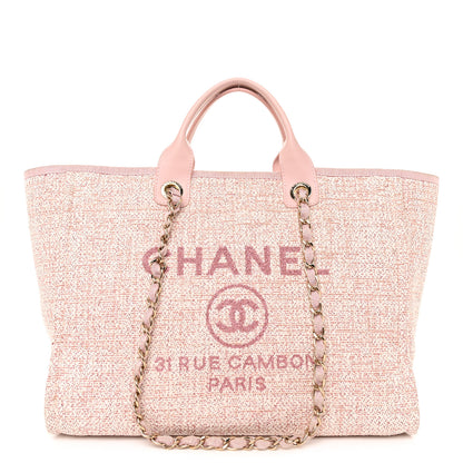 Chanel Lurex Boucle Deauville Medium Tote Pink 1 of 10