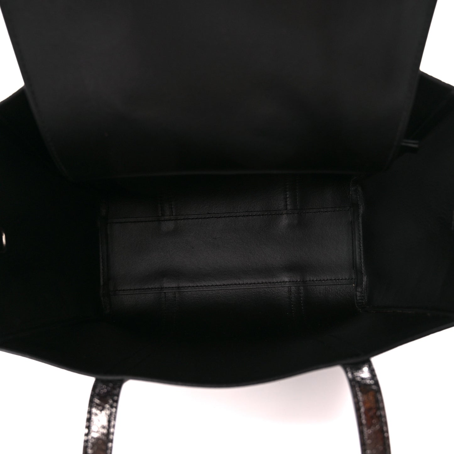 Metallic Textured Calfskin Logo Everyday Tote Black