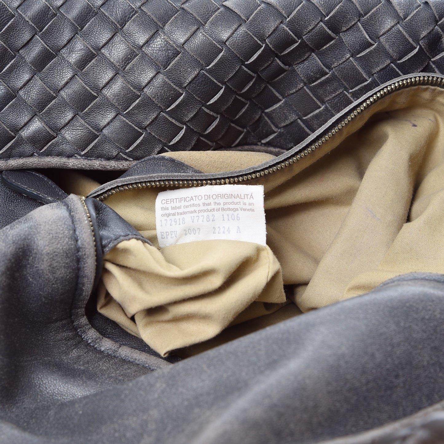 Nappa Intrecciato Sloane Hobo Ferro Gray