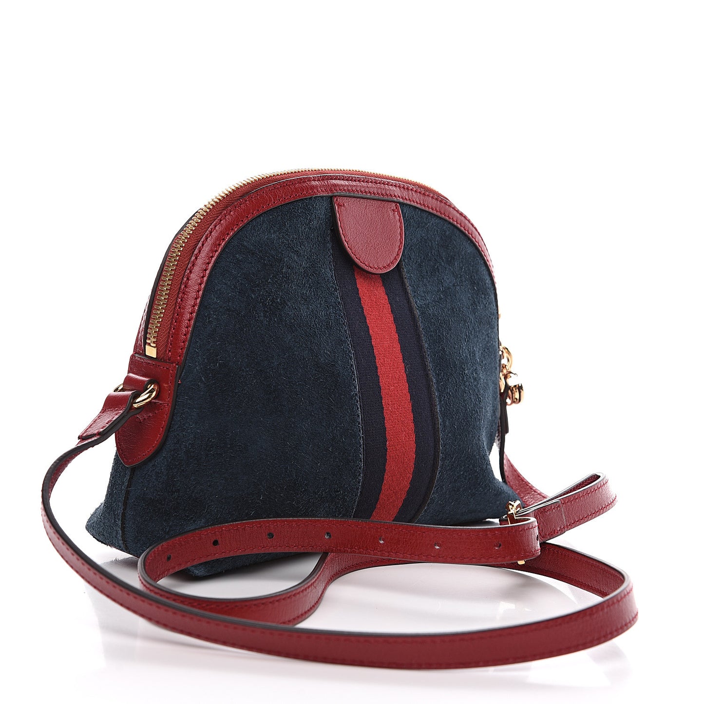 Suede Calfskin Web Small Ophidia Dome Shoulder Bag New Blue Romantic Cherry