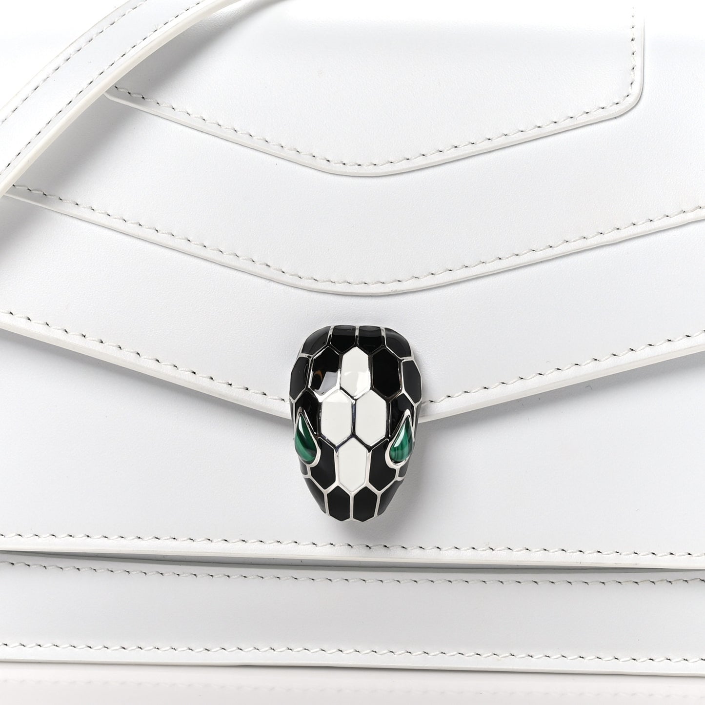 Calfskin Serpenti Forever East West Shoulder Bag White