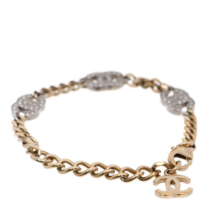 Chanel Crystal CC Chain Bracelet Gold Silver 3 of 5