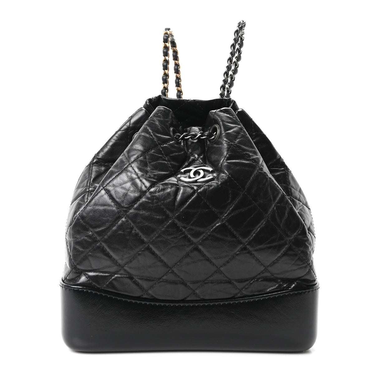 Aged Calfskin Quilted Small Gabrielle Backpack Black