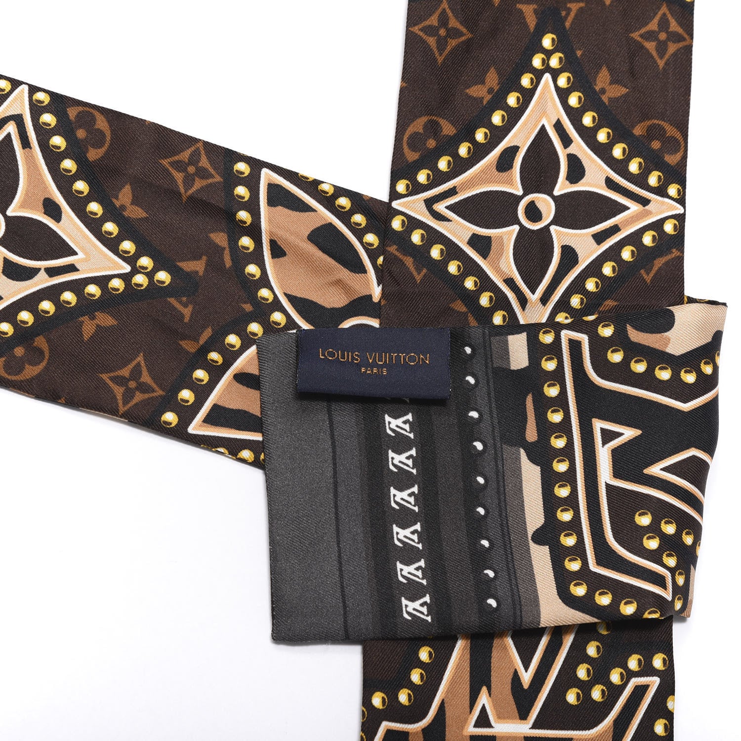 Louis Vuitton Silk Monogram LV World Bandeau Brown 3 of 3