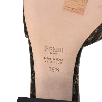 Fendi Jacquard Calfskin FF Crocodile Embossed Promenade Slide Sandals 38.5 Tobacco Moro Black 16 of 17