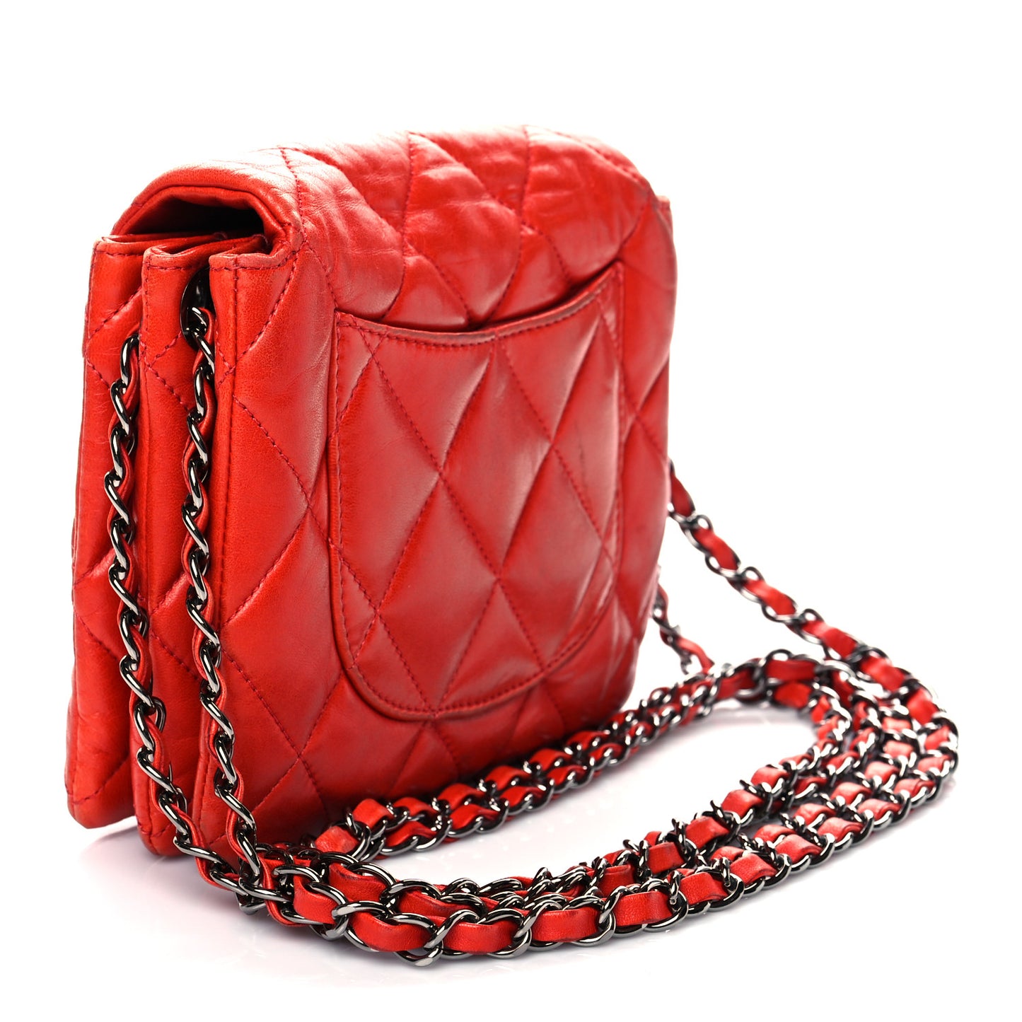 Lambskin Quilted Mini Chanel 3 Flap Red
