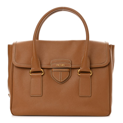 Prada Saffiano Flap Tote Caramel 1 of 9