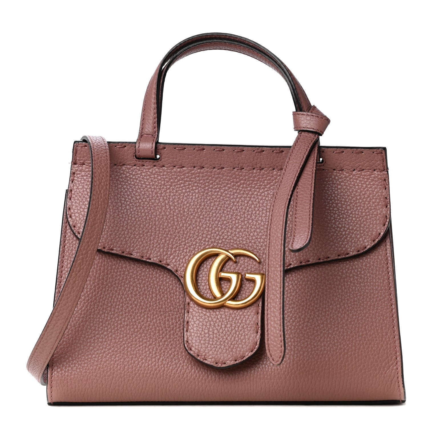 Gucci Calfskin Mini GG Marmont Top Handle Bag Rosy Phard 1 of 4