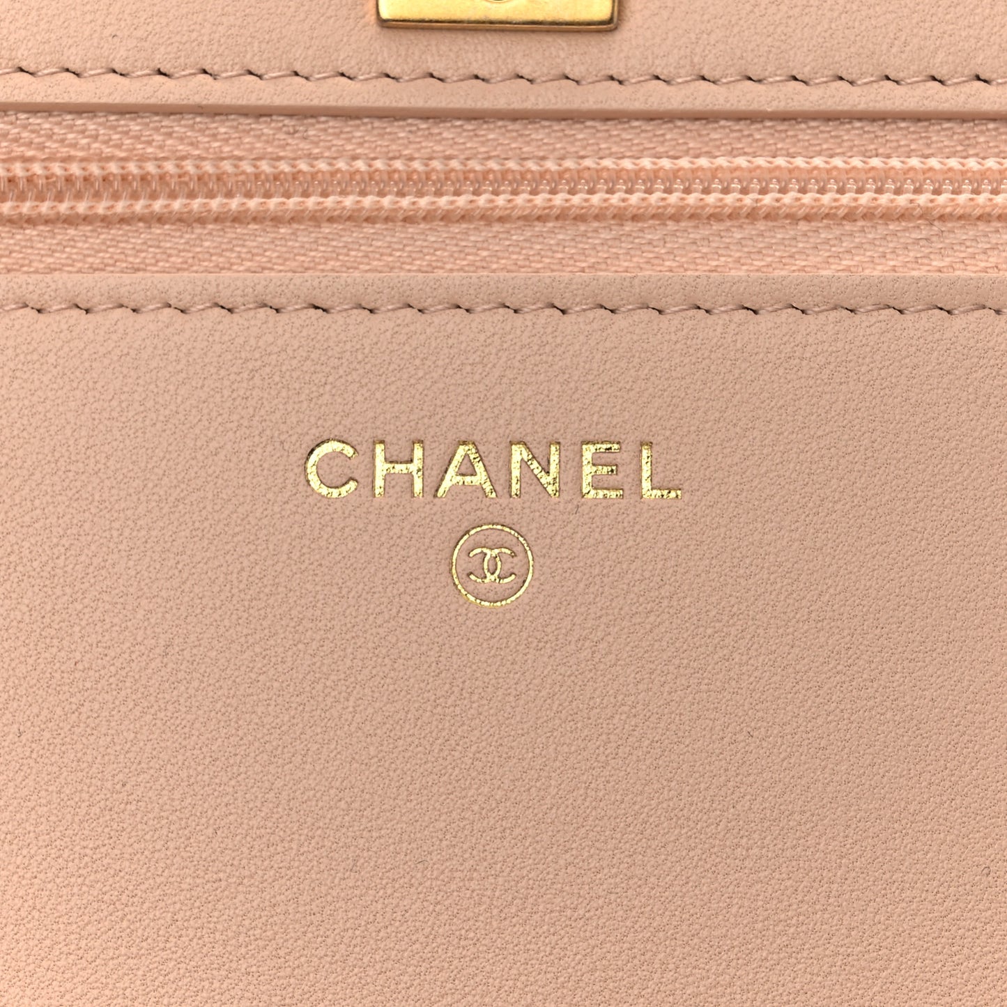 Lambskin Quilted CC Camellia Crush Wallet on Chain WOC Light Beige