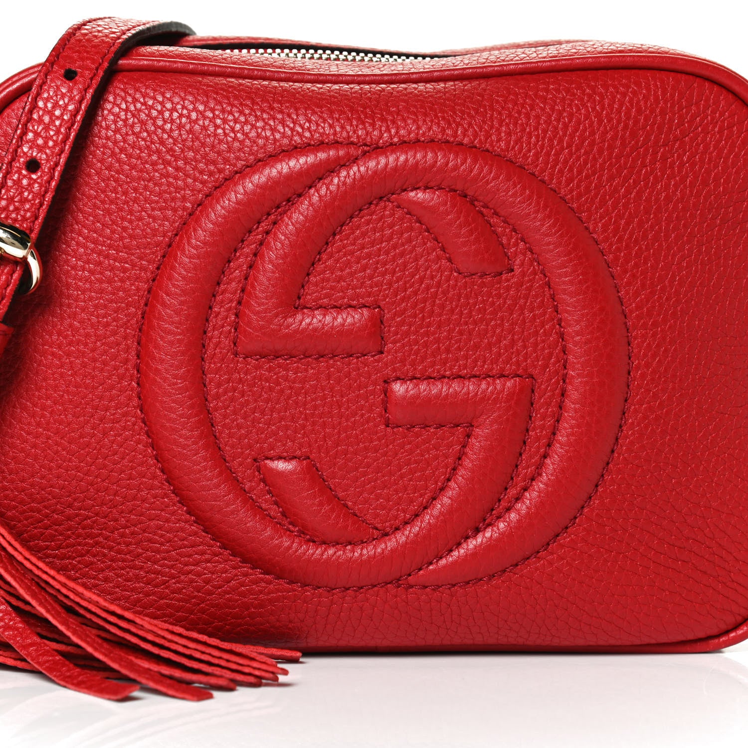 Gucci Pebbled Calfskin Small Soho Disco Bag Tabasco Red 9 of 11