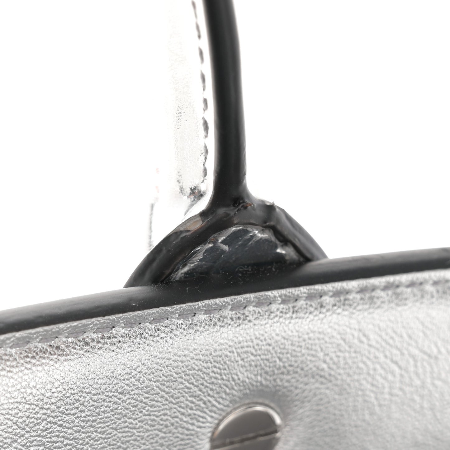 Metallic Calfskin Small The Studio Box Bag Argento