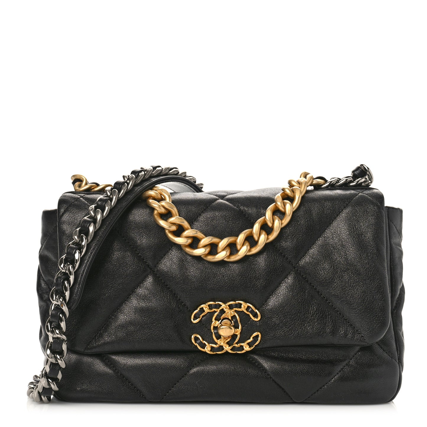 Lambskin Quilted Medium Chanel 19 Flap Black