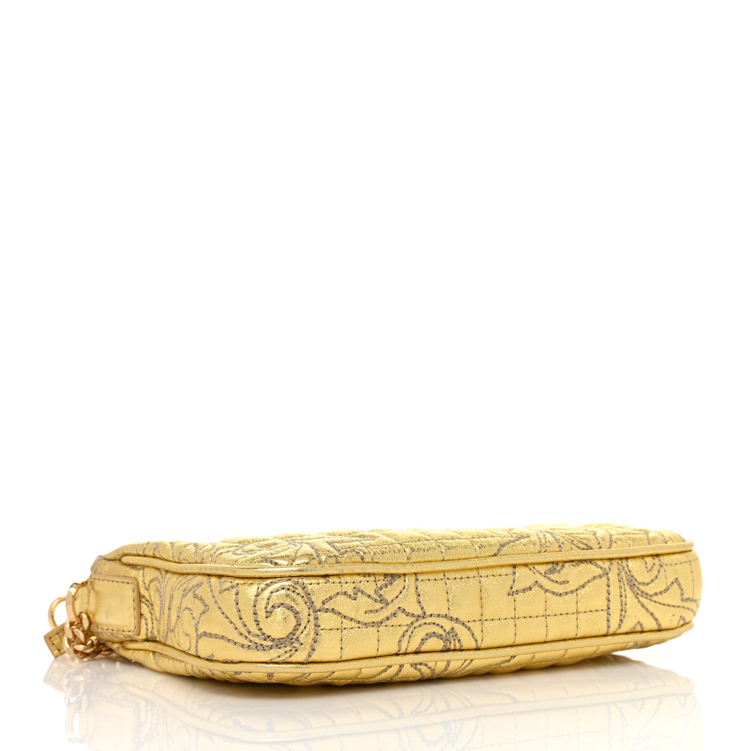 Versace Metallic Nappa Barocco Quilted Vanitas Chain Crossbody Bag Gold 4 of 9