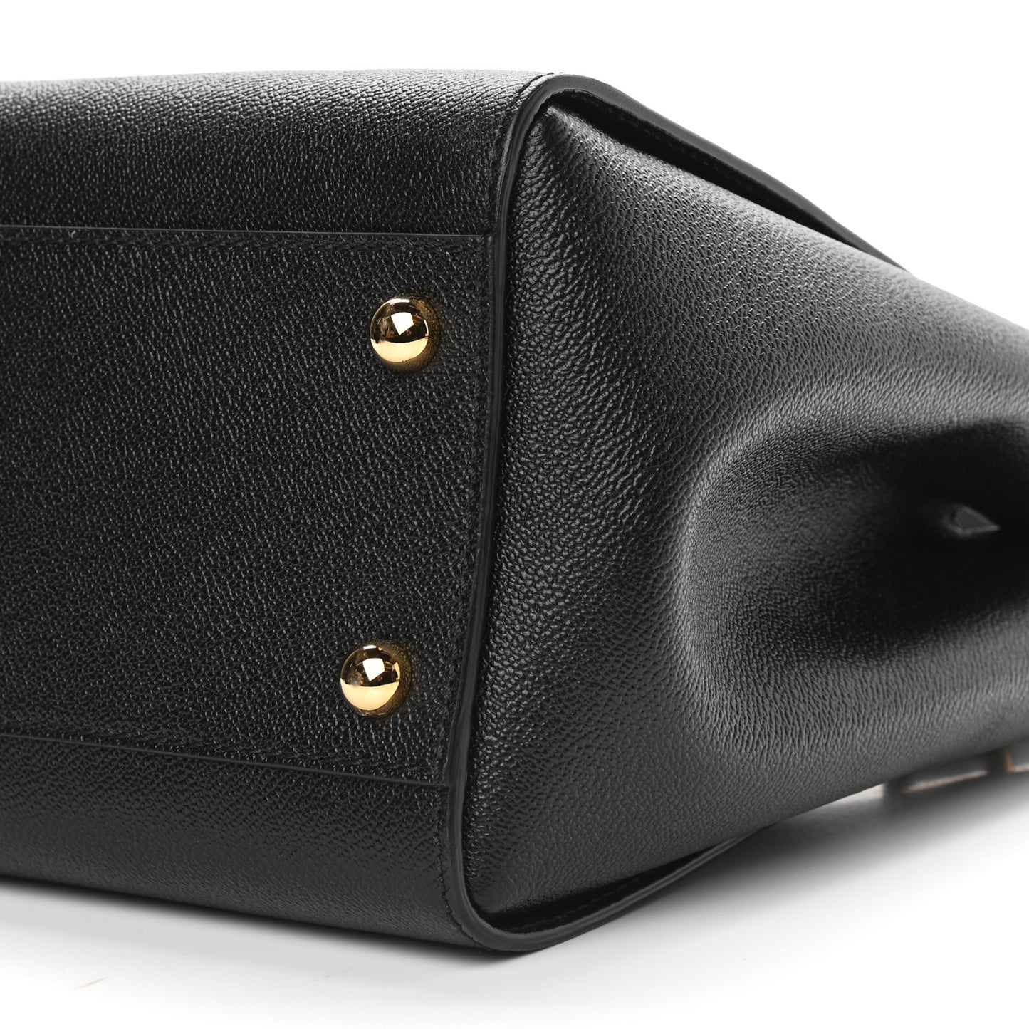Soft Grain Calfskin Medium Buckle Tote Black