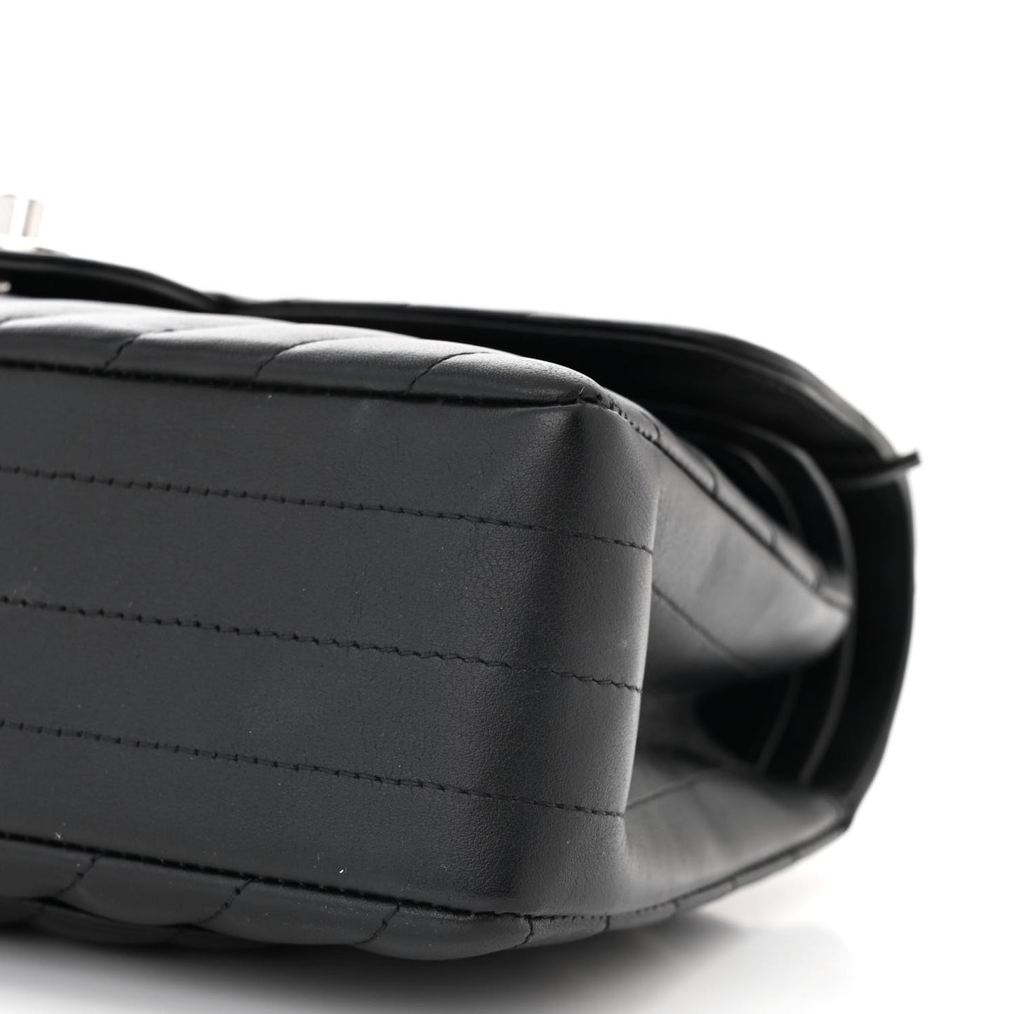 Calfskin Chevron Quilted Small Double Flap Black