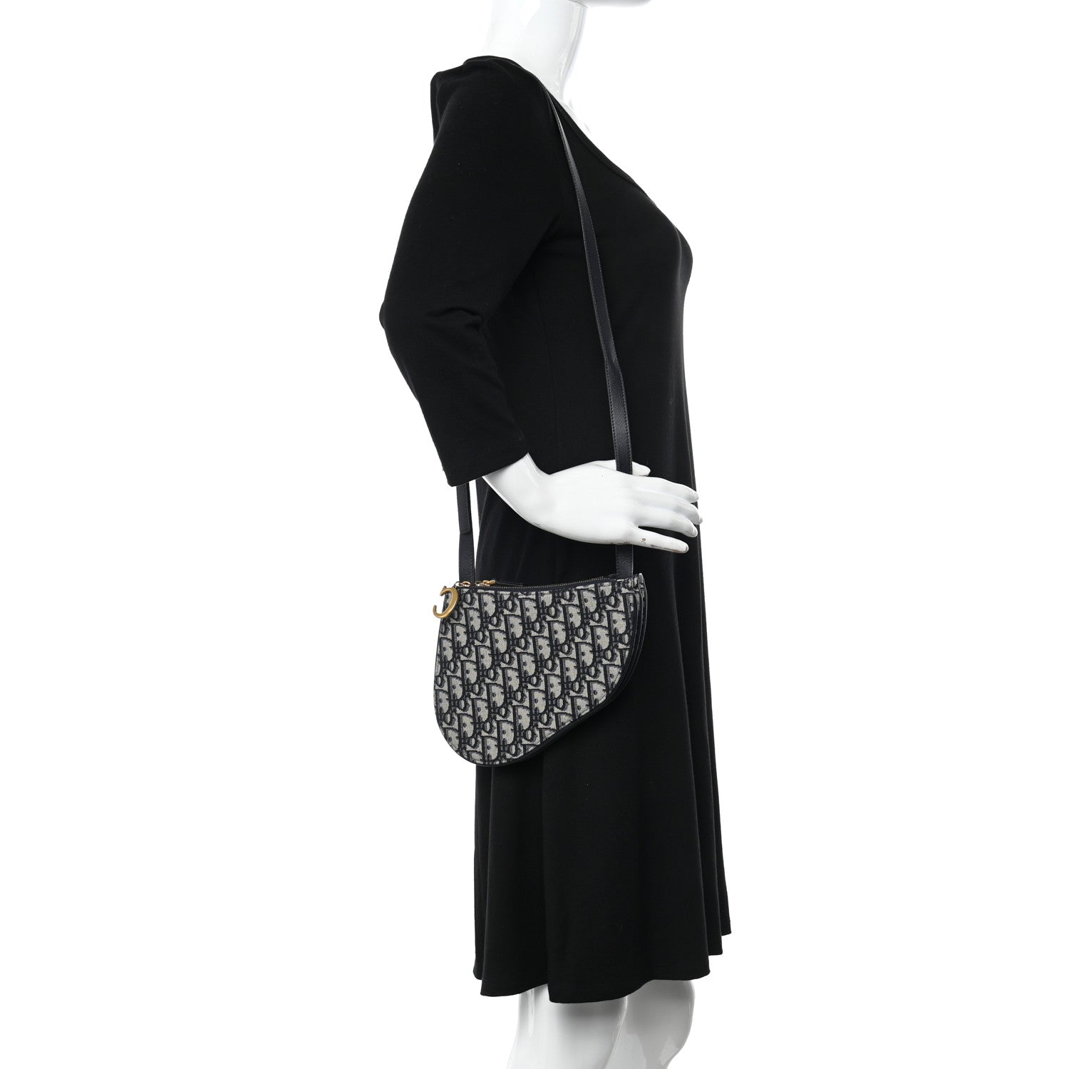 Christian Dior Oblique Saddle Pouch With Strap Navy Blue 2 of 16