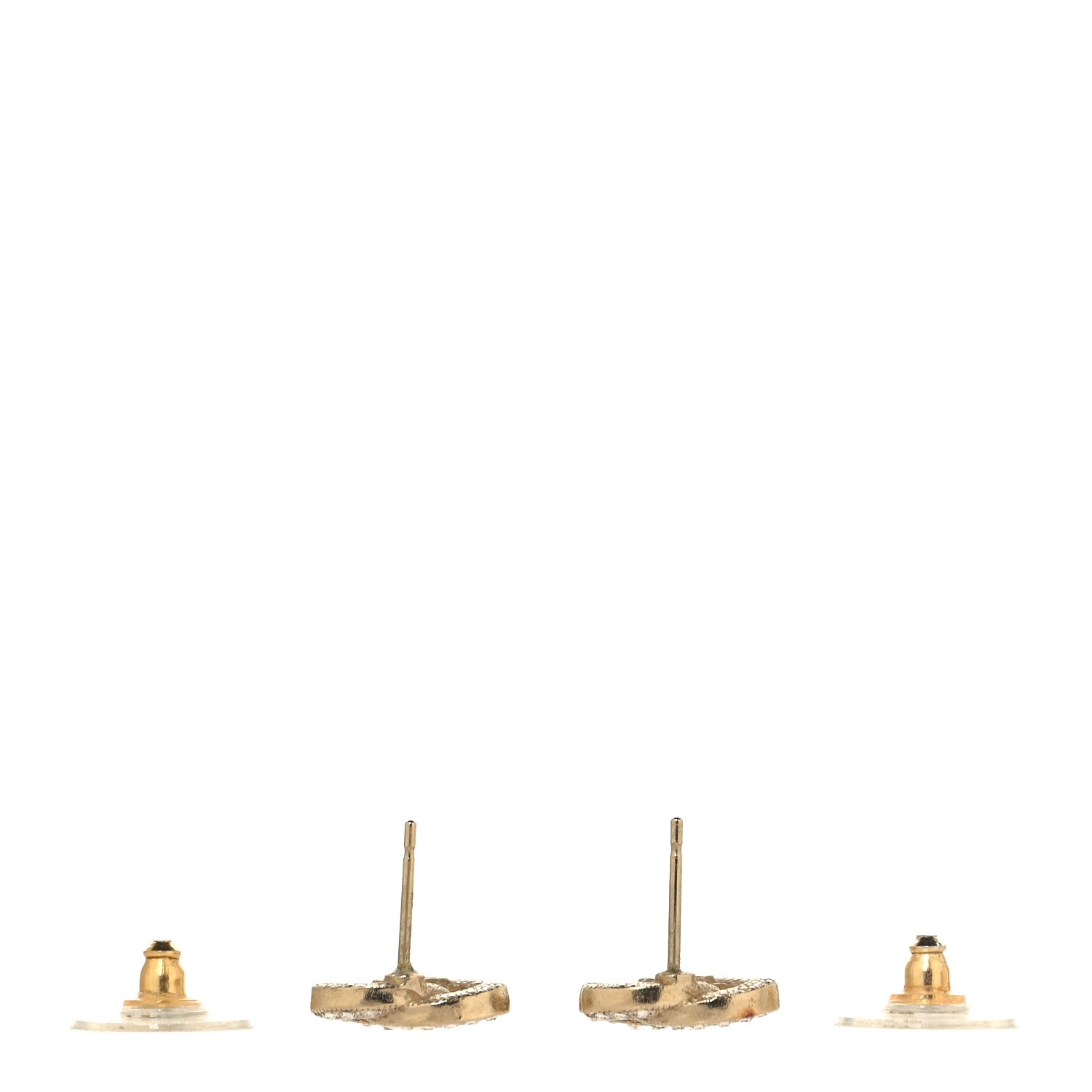 Chanel Crystal Mini Timeless CC Earrings Light Gold 3 of 4