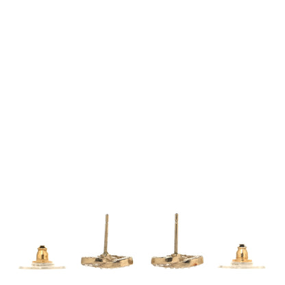 Chanel Crystal Mini Timeless CC Earrings Light Gold 3 of 4