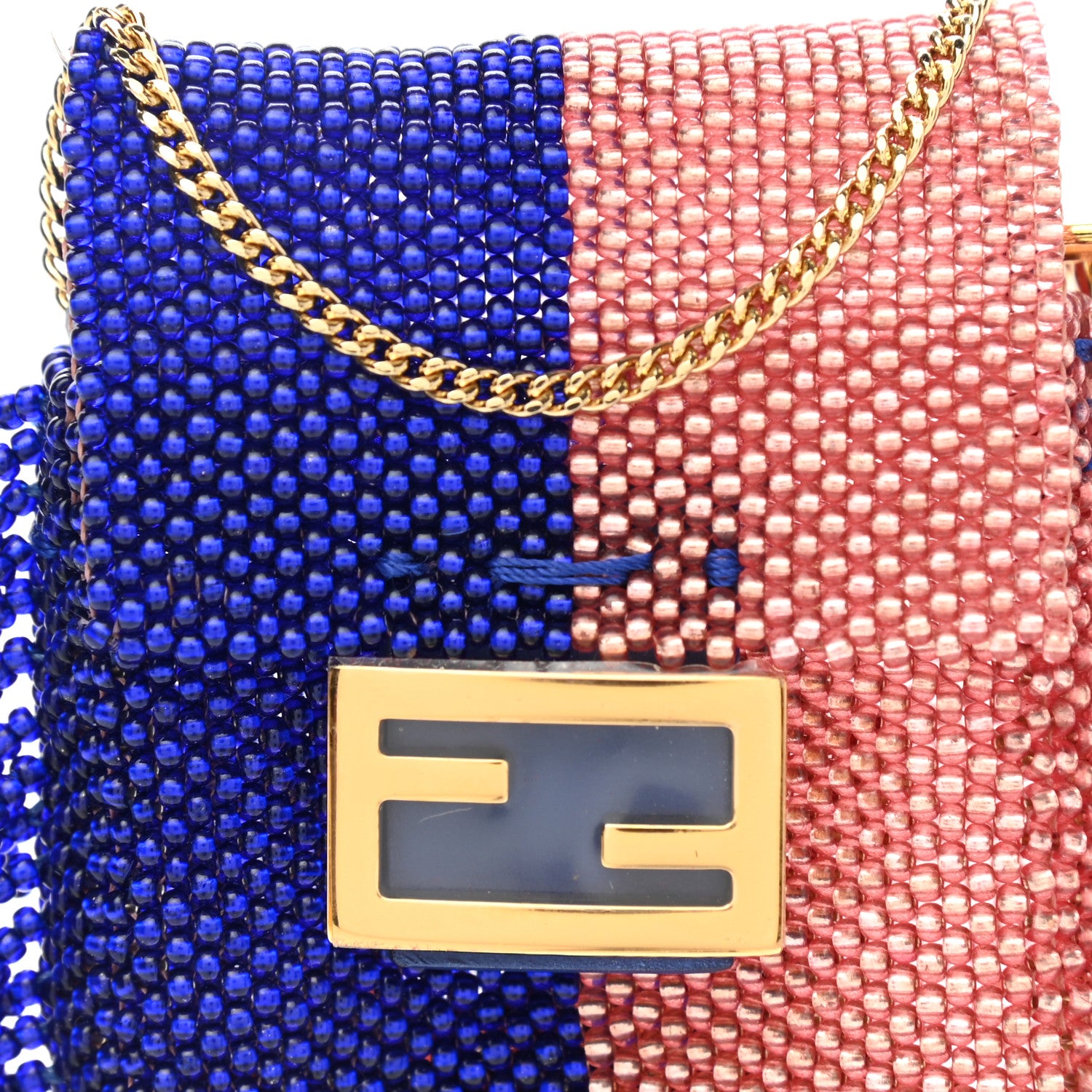 Fendi Glass Beaded Mini Pico Baguette Charm Blue Salmone 9 of 9