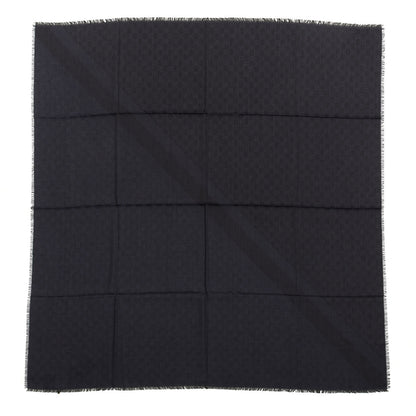 Gucci Wool Silk Monogram GGWeb Fringe Shawl Navy Black 1 of 3