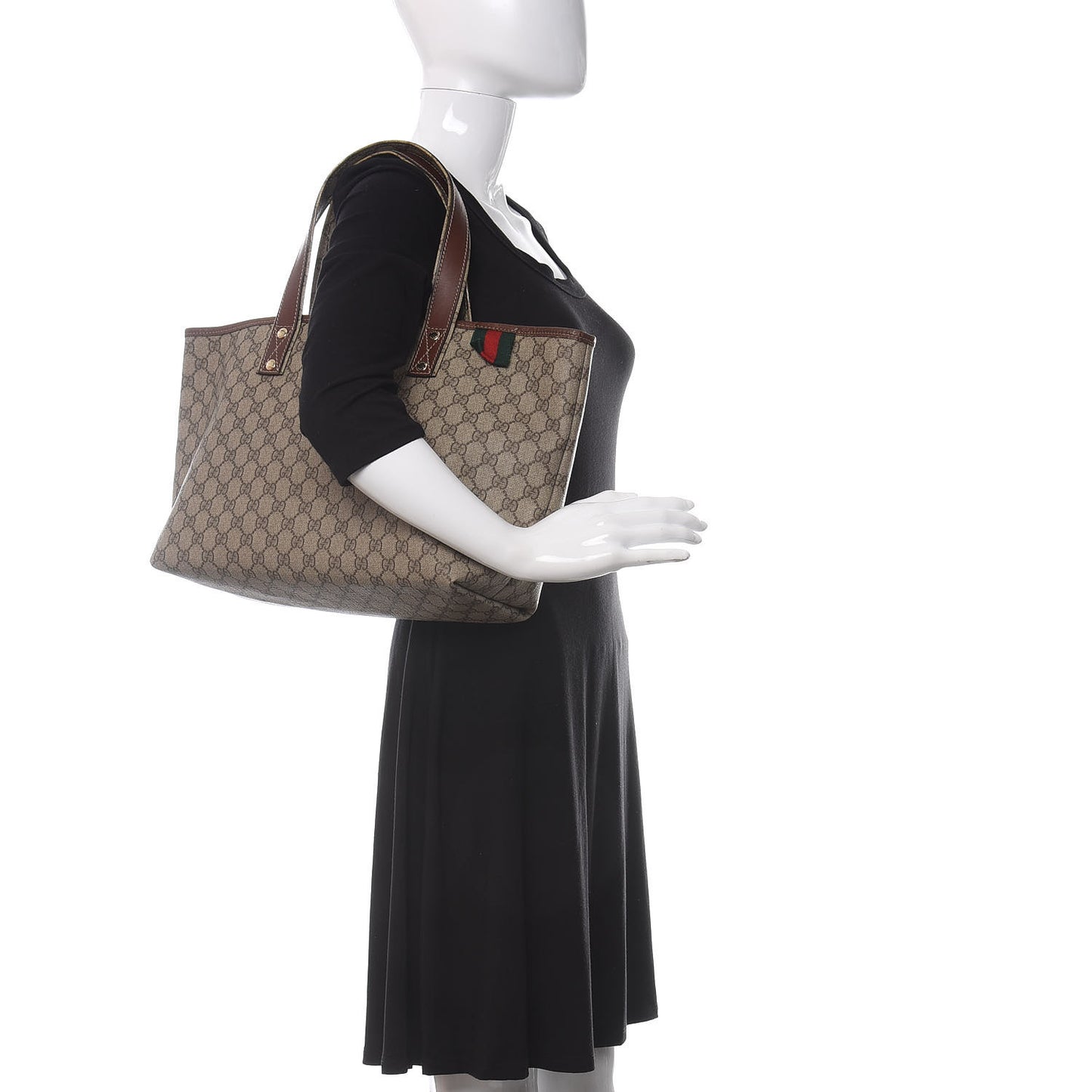 GG Plus Monogram Medium Signature Web Loop Tote Brown