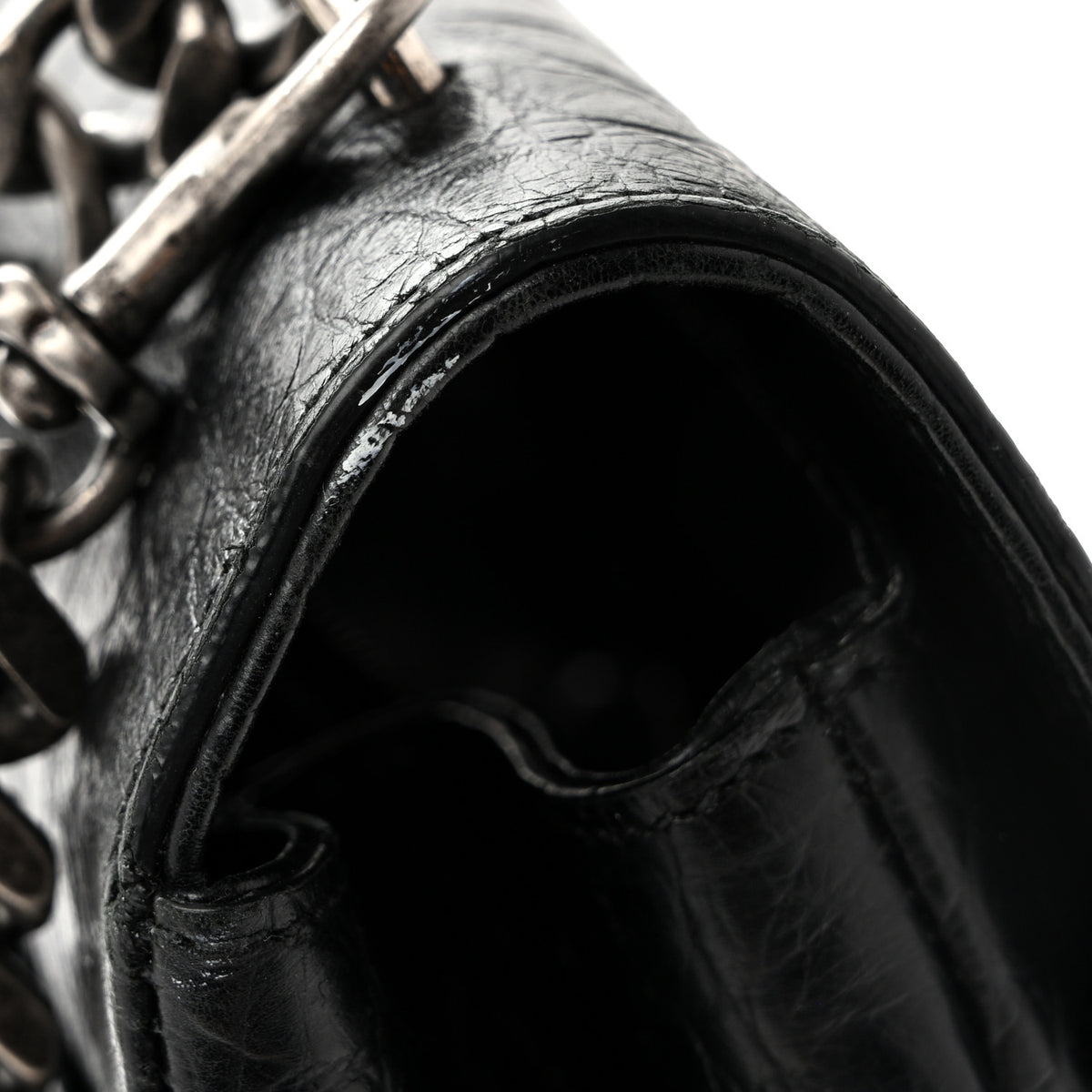Calfskin Crocodile Embossed Monogram Large College Satchel Black