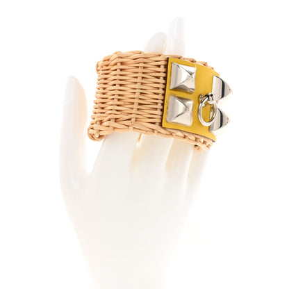 Hermes Wicker Swift Medor Picnic Cuff Bracelet T2 Lime 2 of 6