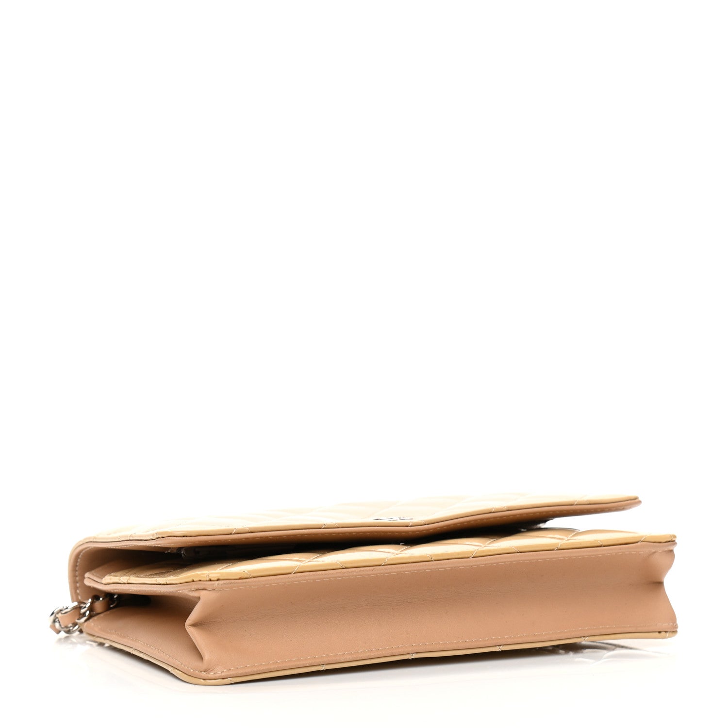 Chanel Patent Quilted Wallet On Chain WOC Beige 4 of 11