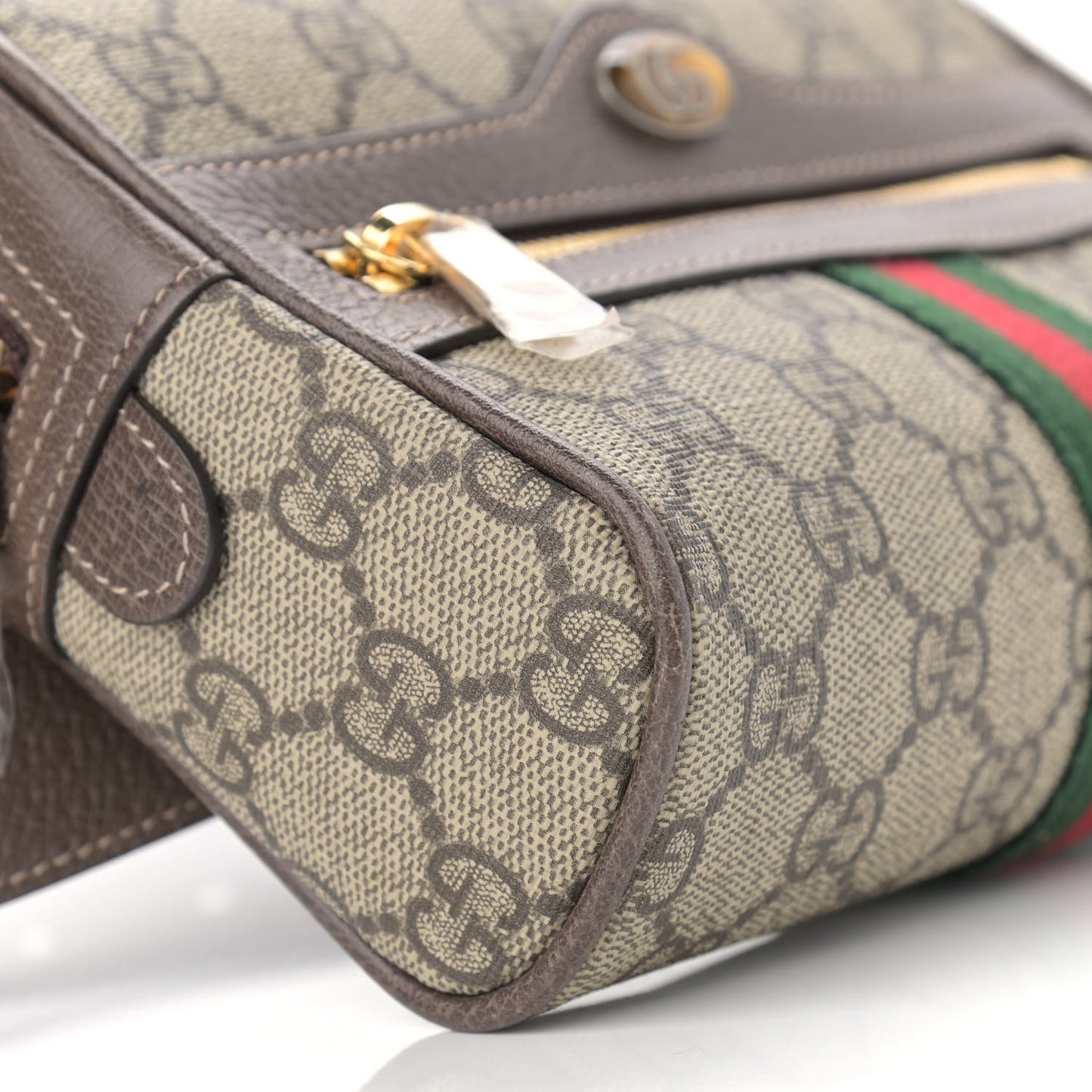 GG Supreme Monogram Web Small Ophidia Belt Bag 75 30 Dark Brown