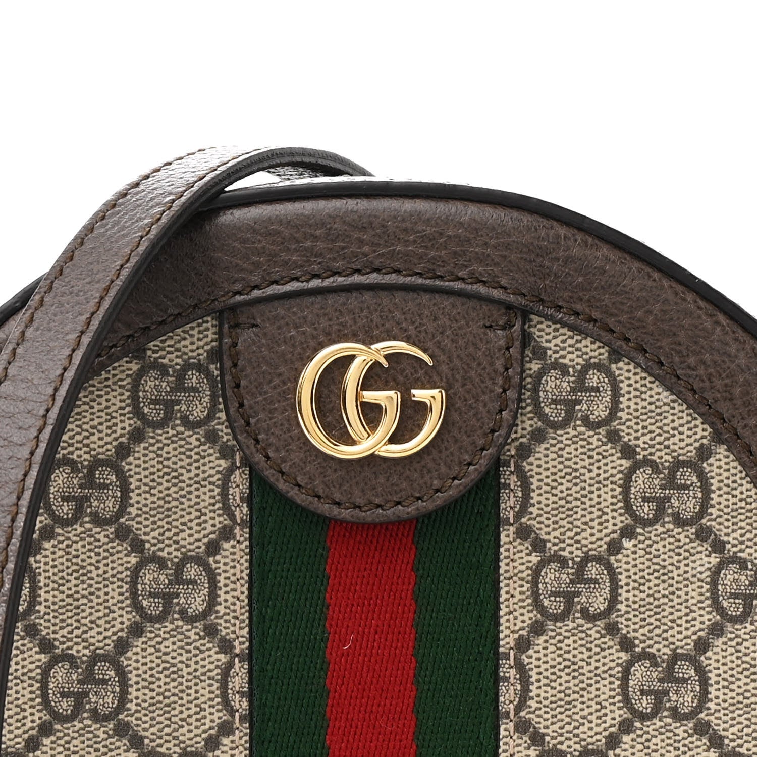 Gucci GG Supreme Monogram Web Mini Ophidia Round Shoulder Bag Brown 8 of 10