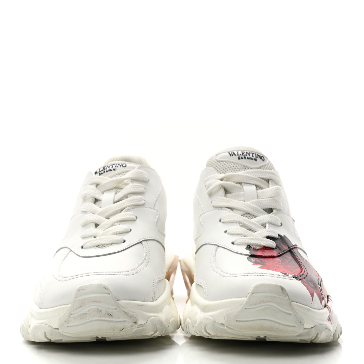 Valentino Garavani X UNDERCOVER Calfskin Womens Flower Print Bounce Sneakers 39 White Red 2 of 10