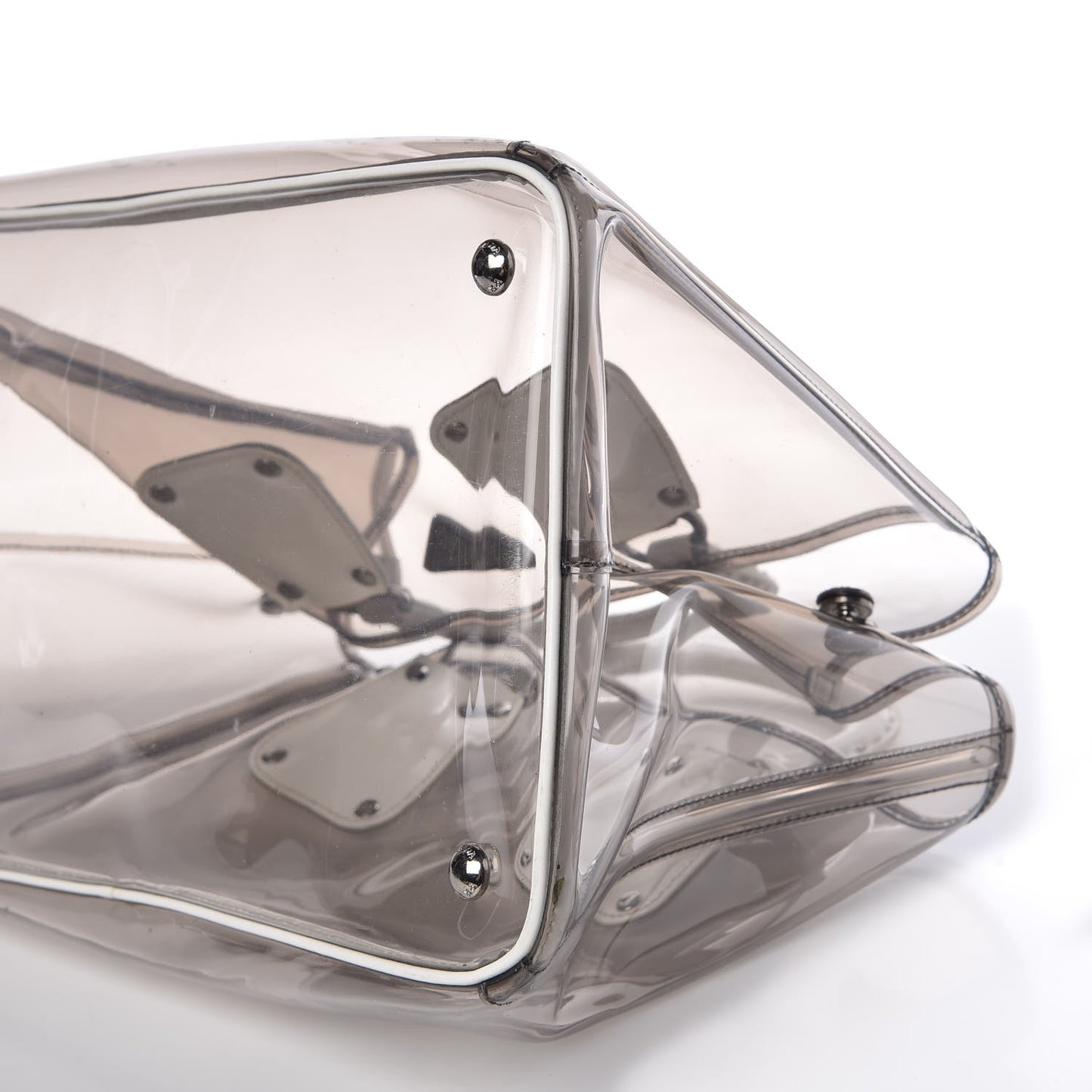 Vinyl Calfskin Tote Transparent White